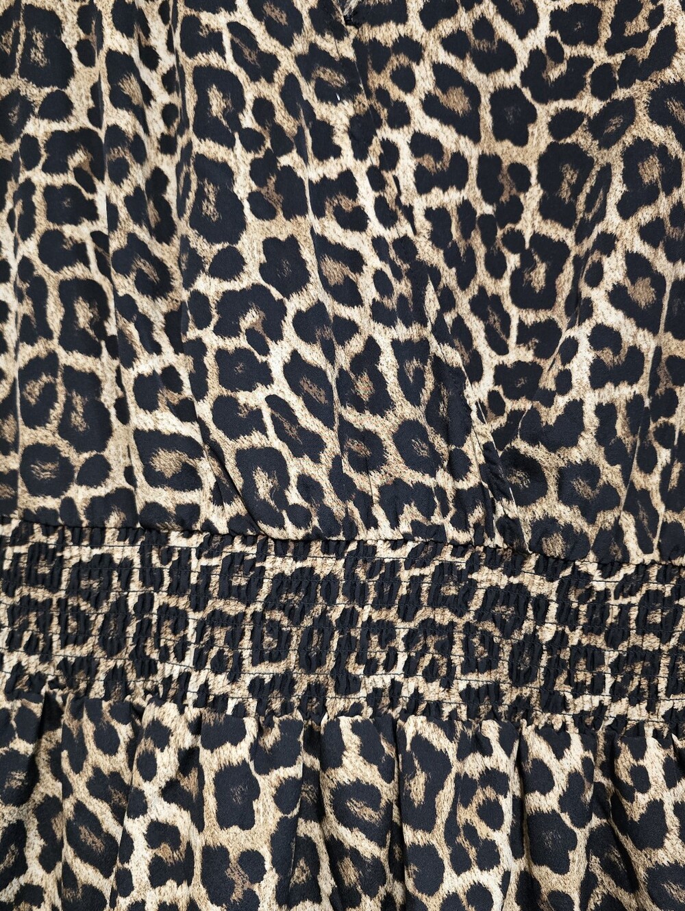 Michael Kors Leopard Print Long Sleeve Smocked Ruffle "JULIA" Dress Fall Style - Picture 9 of 16